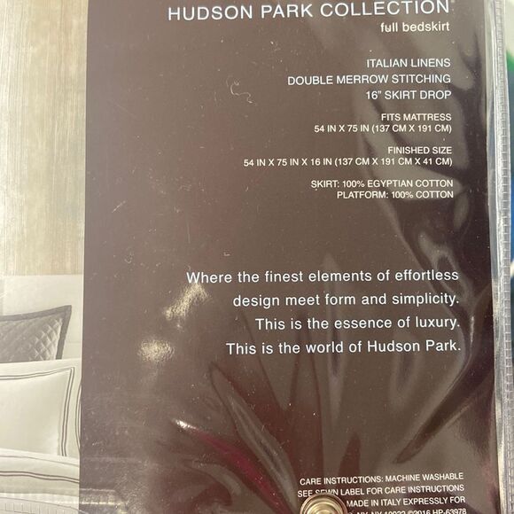 HUDSON PARK COLLECTION Italian Linens King Bedskirt, white/stripe Charcoal - Picture 3 of 4